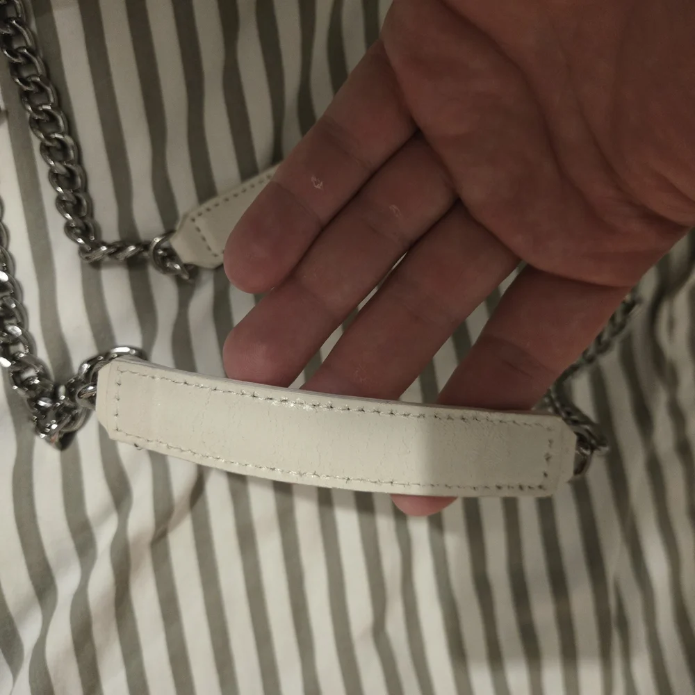 Authentic Karl Lagerfield Paris Quilted White Leather Crossbody‎ Bag